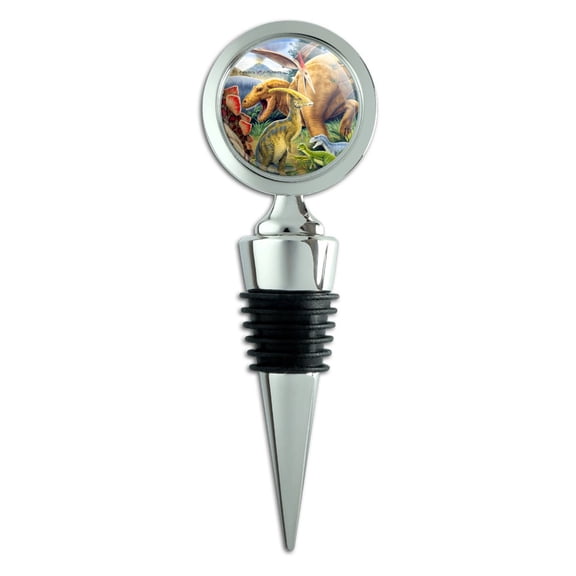 Dinosaurs Jurassic Collage T-Rex Stegasaurus Wine Bottle Stopper