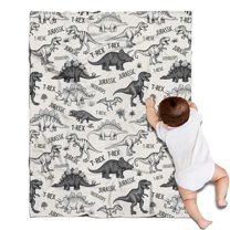 Dinosaurs Jurassic Text Pattern Blanket,Comfortable Soft Flannel Throw Blanket,All Season,Warm Lightweight Blankets for Sofa Bed Couch Living Room Chair,30"x40"