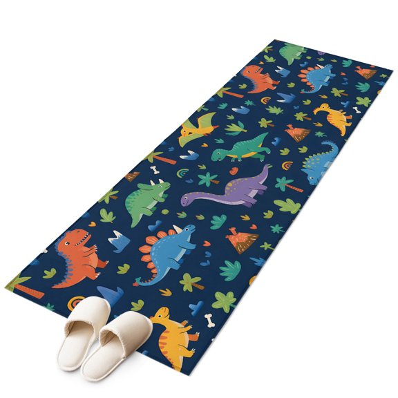Dinosaurs Kitchen Runner Rug 2x6 Washable Runners for Hallway Non Slip Cartoon Dino Tropical Jungle Safari Animals Large Area Rug Indoor Floor Carpet for Bathroom Laundry Entryway Bedroom Living Room