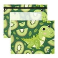 thumbnail image 1 of Dinosaurs Kiwi Leaves Cartoon 3-Ring Binder Pouches A4 Size Zipper Pocket File Storage 2 Packs, 1 of 6