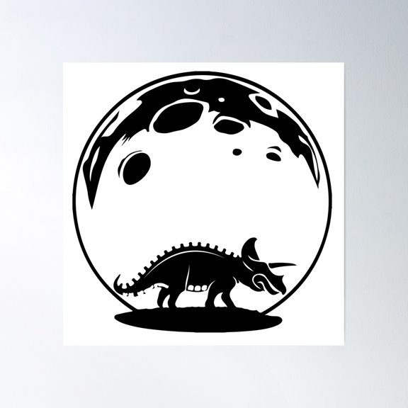 Dinosaurs On The Moon 13 Poster Wall Art, Modern Wall Decor, 16x16 UNFRAMED