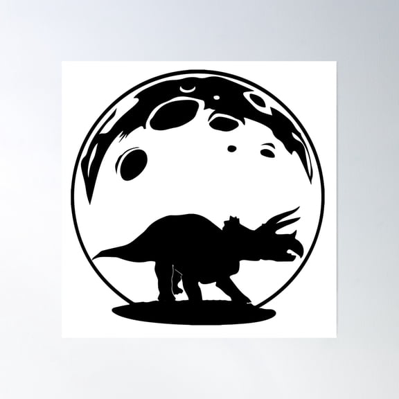 Dinosaurs On The Moon 5 Poster Wall Art, Modern Wall Decor, 16x16 UNFRAMED