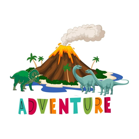 Dinosaurs Outdoor Scene Volcanic EruptionWall Decal Decoration Adventure Joyful Cartoon Cartoon Animals Decorating Ideas for Child's Bedroom Size: 10 In(W) x 8 In(H)