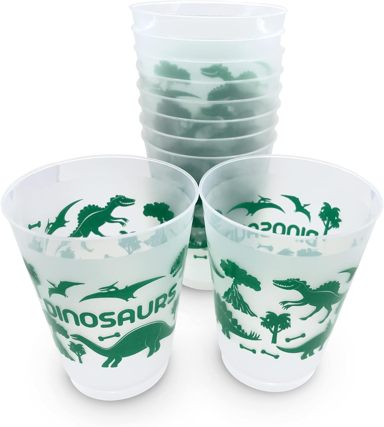 Dinosaurs Party Cup Set Set of 10 Reusable Clear Plastic Cups