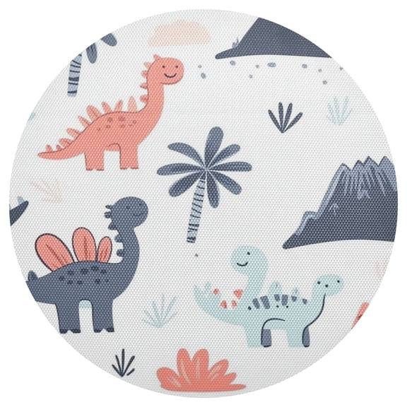 Dinosaurs Pattern 15.4in Diameter PVC Plate Mat, Heat-Resistant and Cuttable, Kitchen Decor
