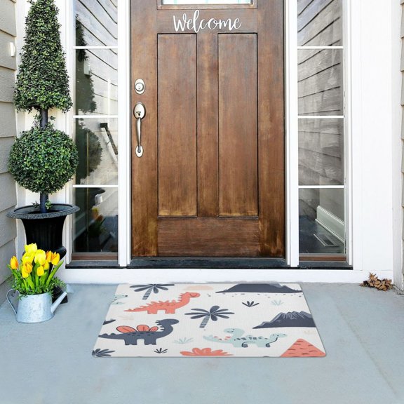 Dinosaurs Pattern Versatile Absorbent Door Mat, Non-Slip, Easy to Clean 32''x20''