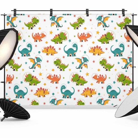 Dinosaurs Photography Backdrop 7x5FT, Cartoon Green Orange Blue Yellow Dinosaurs Photo Backdrops, Background for Photography Studio Photo Studio Background, Back Drop for Photoshoot