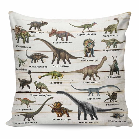 Dinosaurs Pillow Covers 16x16 Inch Decorative Throw Pillow Cover, Natural Primitive Wild Animals Wood Grain Sofa Pillowcases Accent Cushion Case Home Decor Bedroom Living Room