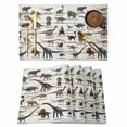 thumbnail image 1 of Dinosaurs Placemats Set of 6, Natural Primitive Wild Animals Wood Grain Placemats for Dining Table, Place Mats for Kitchen Tabletop, Waterproof Wipeable Dining Table Mats Set, 1 of 9