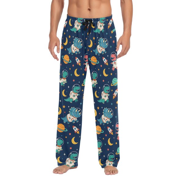 Dinosaurs Planets Men's Pajama Pants Lightweight Pjs Bottoms Sleepwear Bottom Pants with Pocket Drawstring