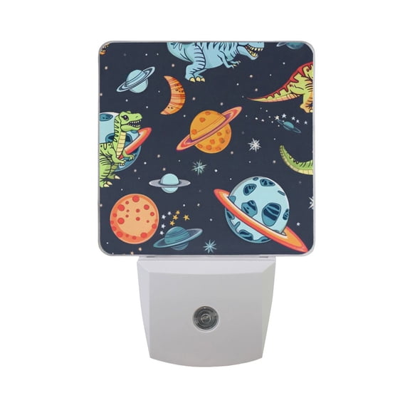 Dinosaurs Planets Star Night Light 2 Pack LED Nightlight Plug into Wall Dusk to Dawn Sensor Soft White