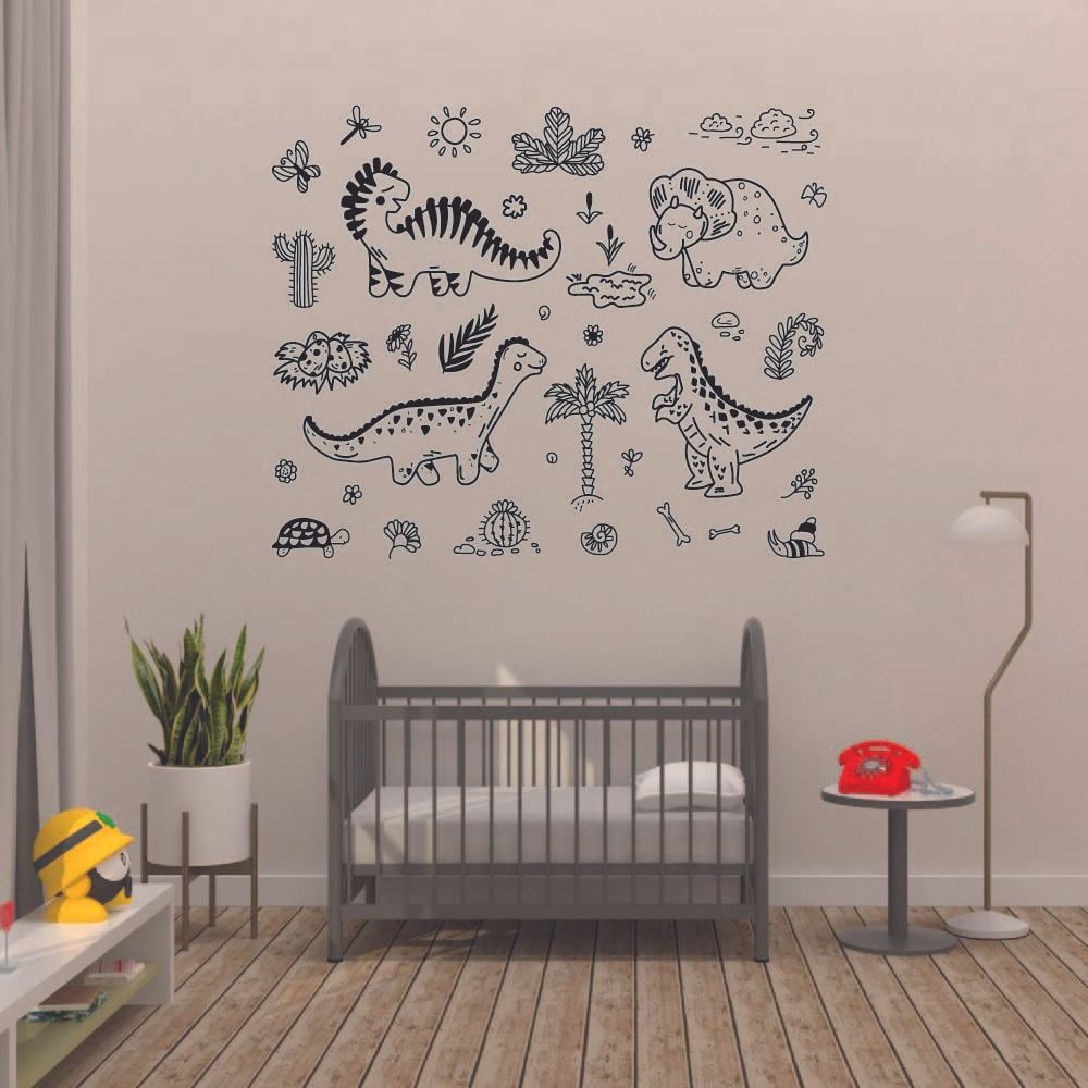 Dinosaurs Plants Dinosaur Trex T-Rex Wall Sticker Art Decal for Girls Boys Kids Room Bedroom Nursery Kindergarten Garage House Fun Home Decor Stickers Wall Art Vinyl Decoration Size (27x30 inch)