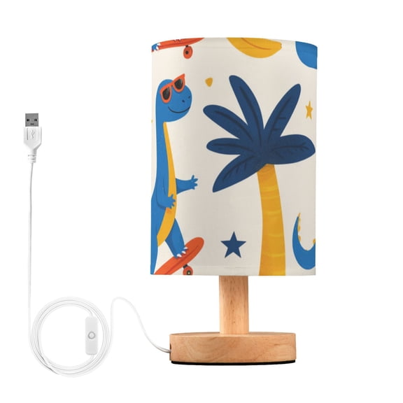 Dinosaurs Playing Basketball Trees Table Lamp with USB Port LED Warm Light Lamp Night Light Home Decor
