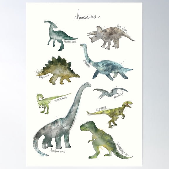Dinosaurs Poster Wall Art, Modern Wall Decor For Living Room Bedroom, 24x36 UNFRAMED