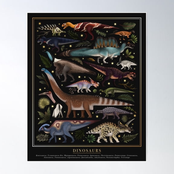 Dinosaurs Poster Wall Art, Modern Wall Decor For Living Room Bedroom, 8x12 UNFRAMED