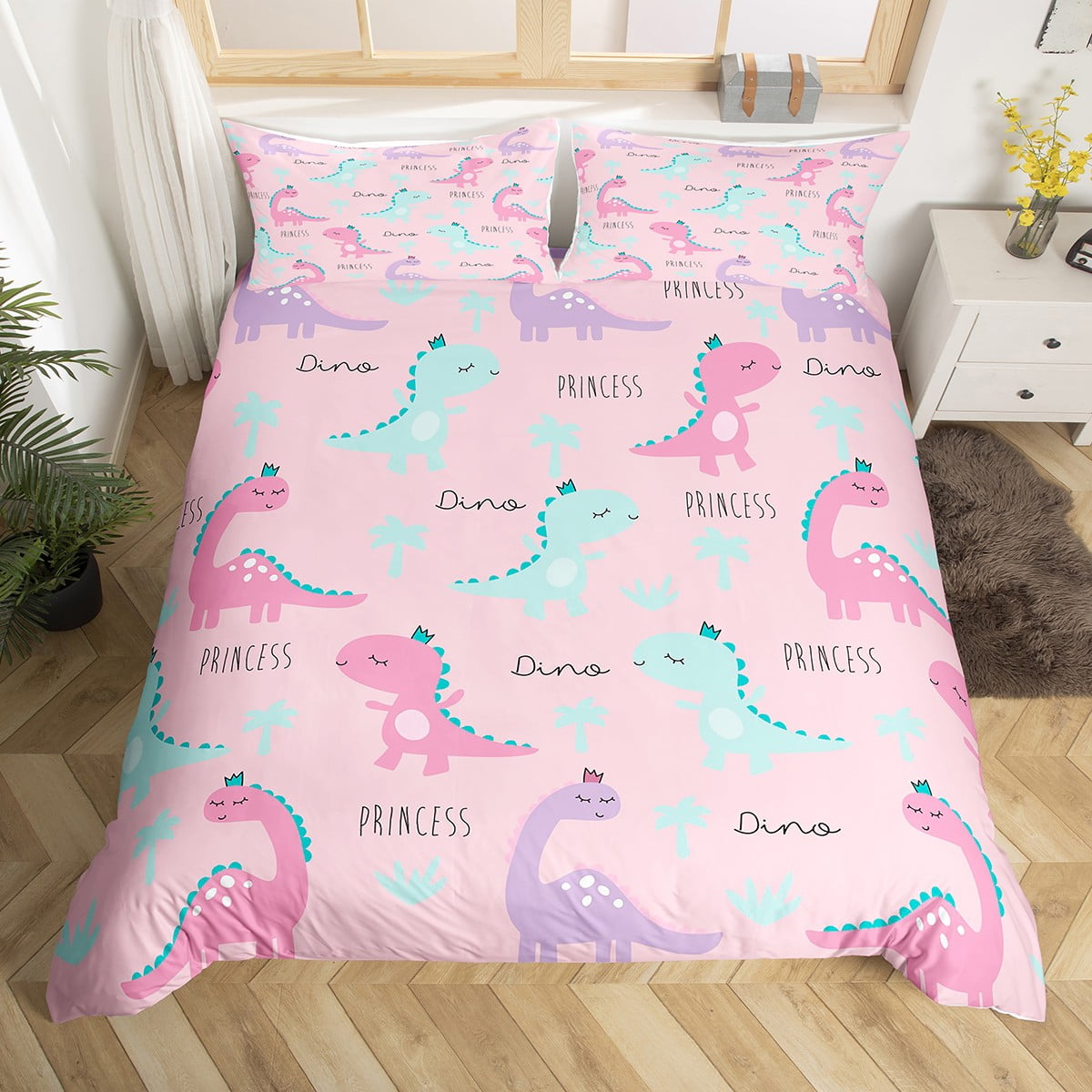 Dinosaurs Queen Bedding Sets for Boys,Cartoon Dinosaur Comforter Cover