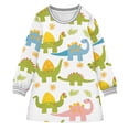 thumbnail image 1 of Dinosaurs Seamless Pattern Girls'long-sleeved dress Thickened A-dress Warm Dress Basic Shirt Party Dresses, 1 of 2