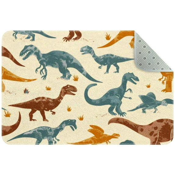 Dinosaurs Seamless Small Area Rug, Non-Slip Door Mat Indoor Floor Mat, Washable Kitchen Rug Entrance Door Mat for Bedroom Living Room