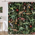 thumbnail image 1 of Dinosaurs Shower Curtain for Kids Bathroom, Cute Dino Bath Curtain Dinosaur Jungle Funny Cartoon Boys Girls Children Bathroom Decor Set Hooks Included 72X72IN, 1 of 1