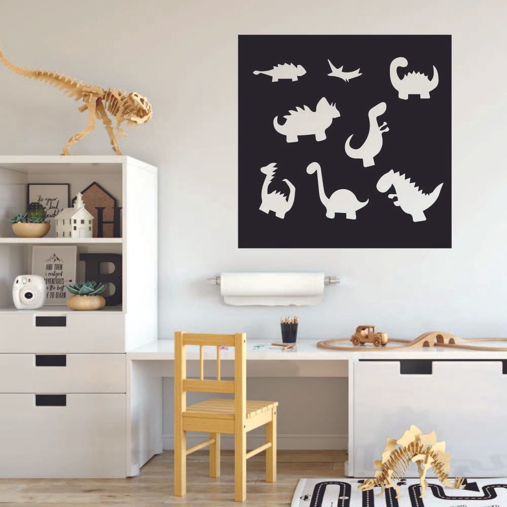 Dinosaurs Silhouette Dinosaur Dino T-Rex Wall Sticker Art Decal for Girls Boys Kids Room Bedroom Nursery Kindergarten Garage House Fun Home Decor Stickers Wall Art Vinyl Decoration Size (40x40 inch)