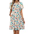 thumbnail image 1 of Dinosaurs Silhouette Sundress Short Sleeve Dress Summer Women Clothes Dress for Women Dresses, 1 of 7