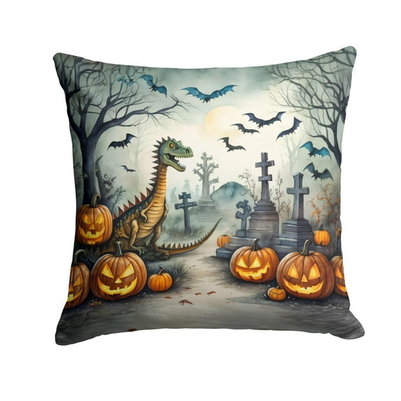 Dinosaurs Spooky Halloween Fabric Decorative Pillow 14 in x 14 in