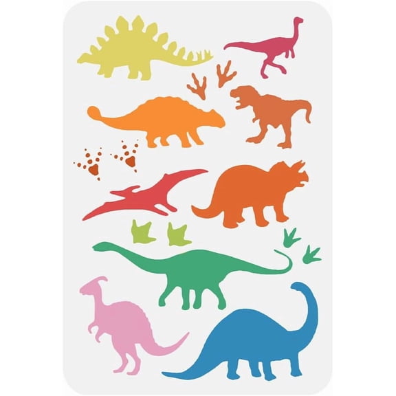 Dinosaurs Stencils Template 8.3x11.7inch Plastic Tyrannosaurus Drawing Painting Stencils Rectangle Prints Pattern Reusable Stencils for DIY Making