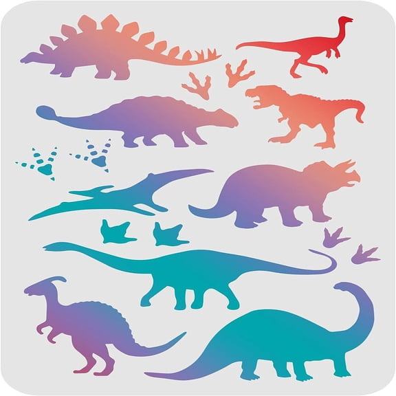 Dinosaurs Stencils Template 8.3x11.7inch Plastic Tyrannosaurus Drawing Painting Stencils Rectangle Prints Pattern Reusable StencilsDIY