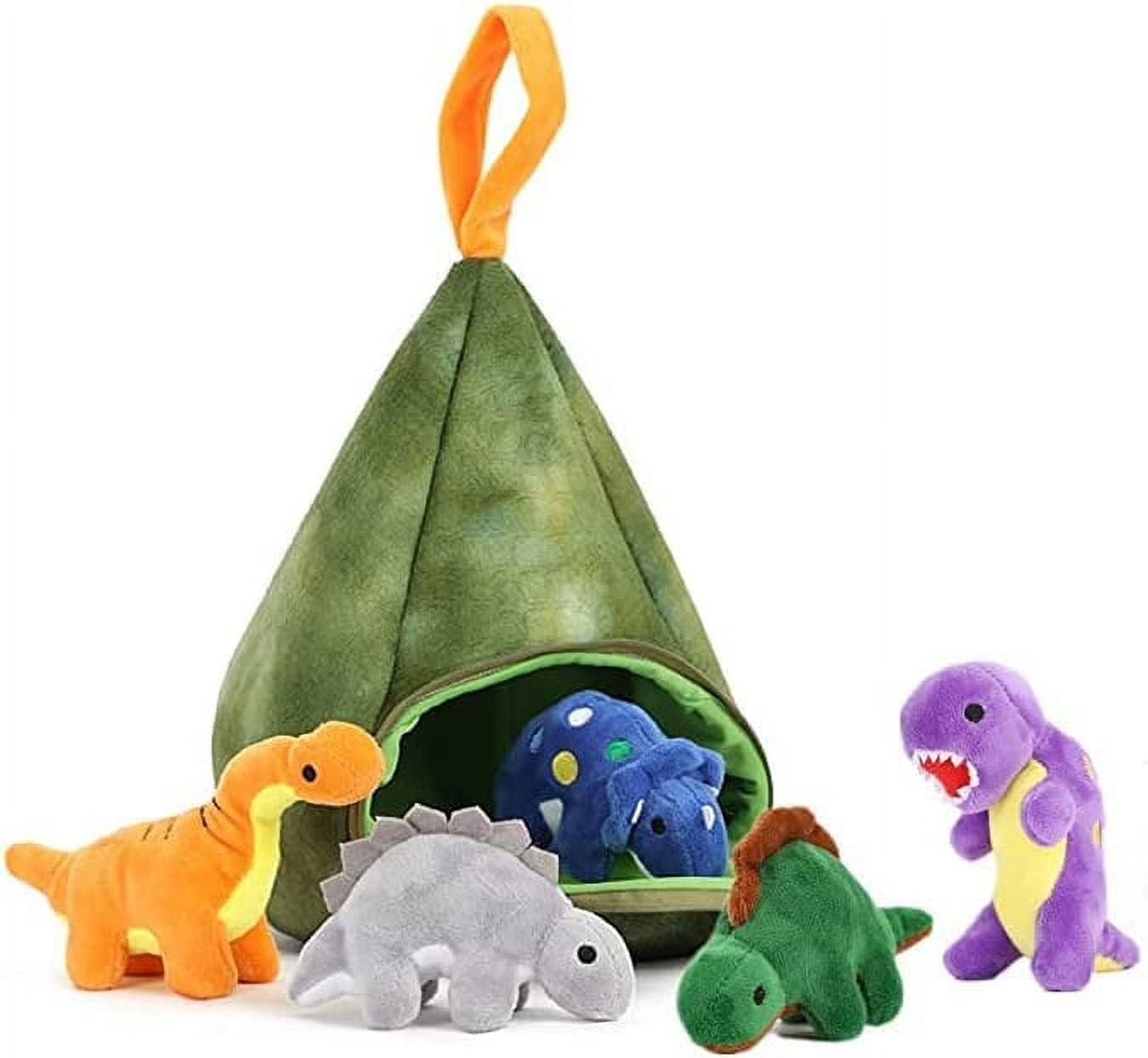 Dinosaurs Stuffed Animals Plush Doll,Dinosaurs Teddy Toyset In Volcano Mountain House 5 Plush