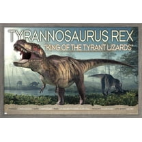 Dinosaurs - T-Rex Wall Poster, 22.375" x 34", Framed