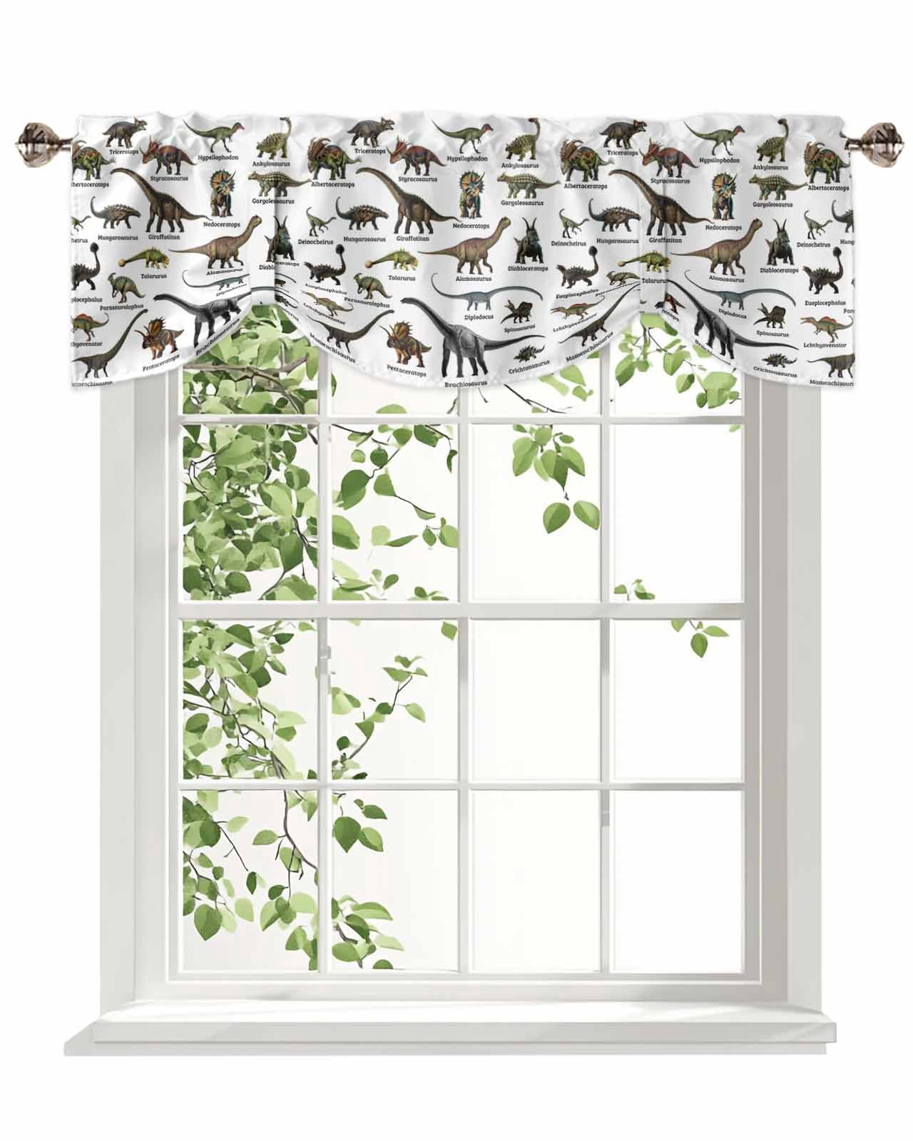 Dinosaurs Tie Up Valances Curtain, Vintage Major Dinosaur Groups of