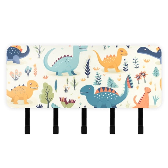 Dinosaurs Trees Leaves Flowers Mail Holder Organizer Wall Mount with Shelf Key Holder Key Rack with 5 Key Hooks for Wall Decorative