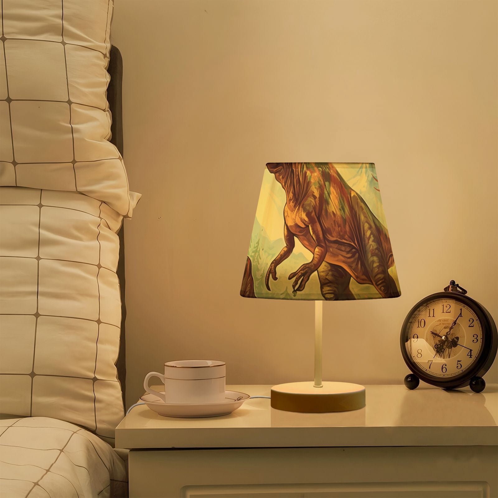 Dinosaurs Trees Leaves Sky LED Desk Lamp Table Lamp USB Bedside Nightstand Small Lamp for Bedroom Living Room Kids Room