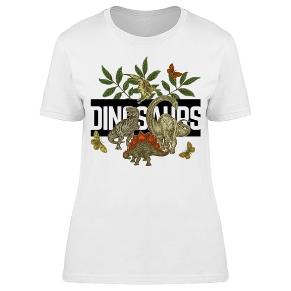 Dinosaurs Tropic Leaves T-Shirt Women -Image by Shutterstock, Female Small