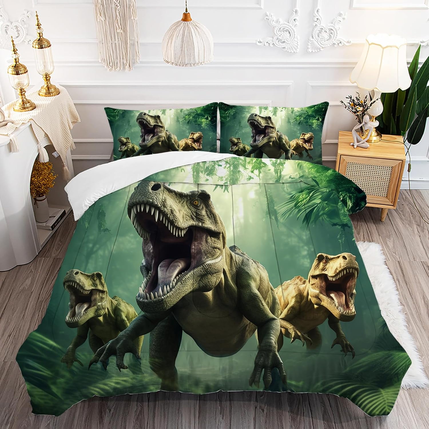 Dinosaurs Twin Size Comforter Sets for Boys Girls Kids Bedroom Space
