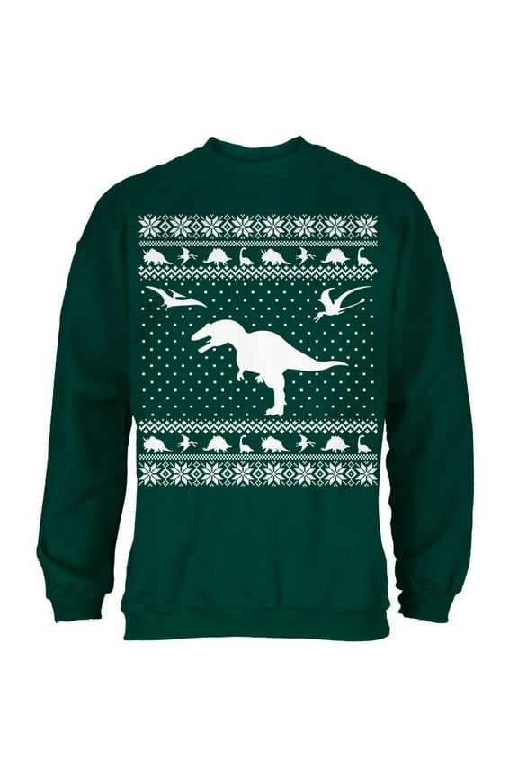 Dinosaurs Ugly XMAS Sweater Forest Adult Sweatshirt - X-Large