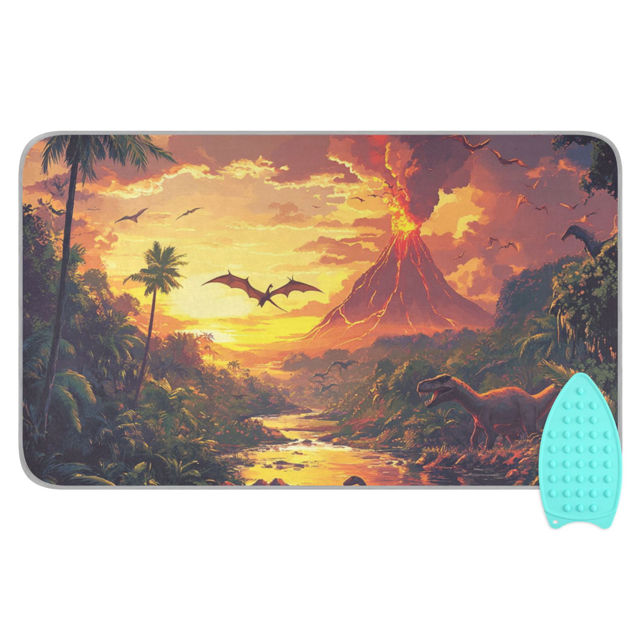 Dinosaurs Volcanic Eruption Ironing Mat Blanket Portable Travel Ironing Pad Heat Resistant Pad 47.2" x 27.6”