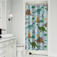 thumbnail image 1 of Dinosaurs Volcano Light Blue Pattern Shower Curtain 36"x72" ,Bathroom Decorative Shower Curtains Set with 12 Hooks,Modern Waterproof Washable Shower Curtain, 1 of 6