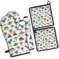thumbnail image 1 of Dinosaurs Volcano Palm White Pattern Kitchen Oven Mitt and Pot Holder Sets 4 Pcs for Baking, Cooking and Grilling, Heat Resistant Up To 392 °F, 1 of 7