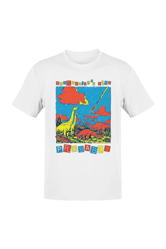 Dinosaurs Watching Meteor: Everything's Fine Men's T-shirt