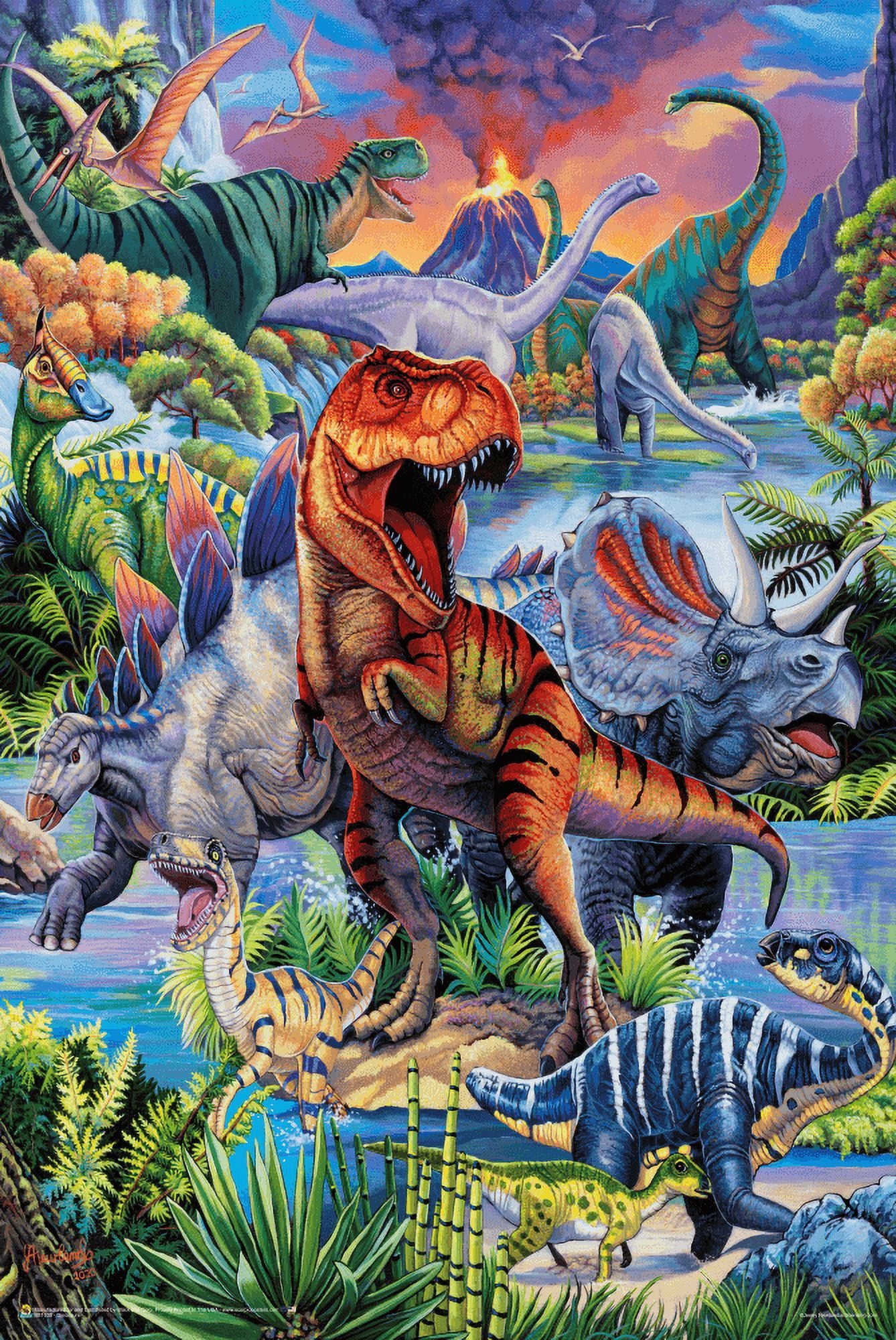 Dinosaurs by Jenny Newland Poster - 24.5" x 36.5" Laminated