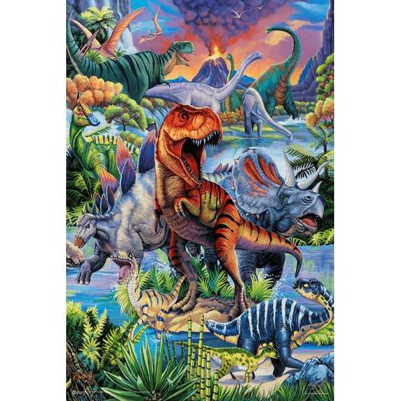 Dinosaurs by Jenny Newland Poster - 24.5" x 36.5" Laminated