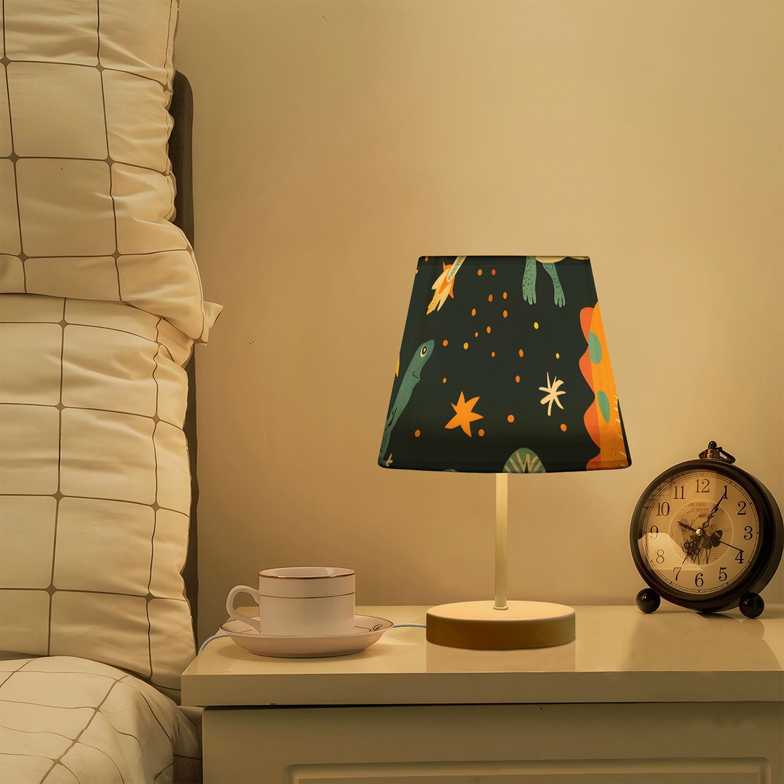 Dinosaurs in Space LED Desk Lamp Table Lamp USB Bedside Nightstand Small Lamp for Bedroom Living Room Kids Room
