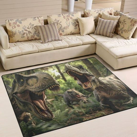 Dinosaurs in The Forests Area Rugs Soft Non-Slip Floor Mats Large Nursery Carpets Doormat for Living Room Bedroom Hotel Decor 80"x58"