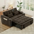 thumbnail image 1 of Lunale 4-in-1 Convertible Loveseat Sleeper, 55" Futon Sofa Bed with Phone Stand, USB, Brown Velvet, 1 of 9