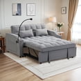 thumbnail image 1 of Lunale 3-in-1 Convertible Loveseat Sleeper, 55" Futon Sofa Bed with Phone Stand, USB, Light Gray Velvet, 1 of 10