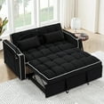 thumbnail image 1 of Muumblus 3-in-1 Convertible Pull Out Sofa Bed, Loveseat Sleeper with Phone Stand, USB, Black Velvet, 1 of 10