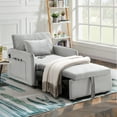 thumbnail image 1 of Dinosisco 3-in-1 Convertible Sleeper Chair Bed, Indoor Lounge Chair with USB/Type-C Charging Ports, Modern Recliner Sofa for Living Room, Gray Velvet, 1 of 8