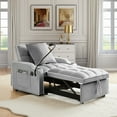 thumbnail image 1 of Lunale 4-in-1 Convertible Sleeper Chair Bed with Charge Ports & Phone Stand, Gray Velvet, 1 of 9