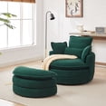 thumbnail image 1 of Dinosisco 38"W Oversized Swivel Accent Barrel Chair with Storage Ottoman, Green Corduroy, 1 of 8